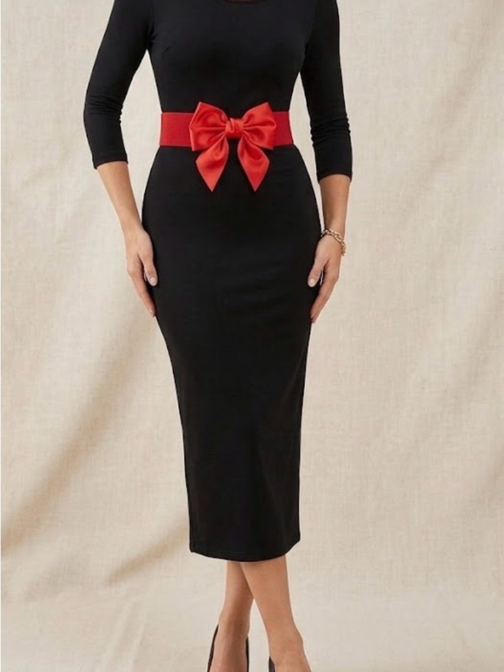 Red Bow Elastic Waist Belt - Women Accessories